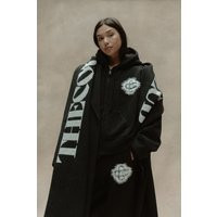 Fluffy Emblem Zip Through Knitted Hoodie - Black | The Couture Club