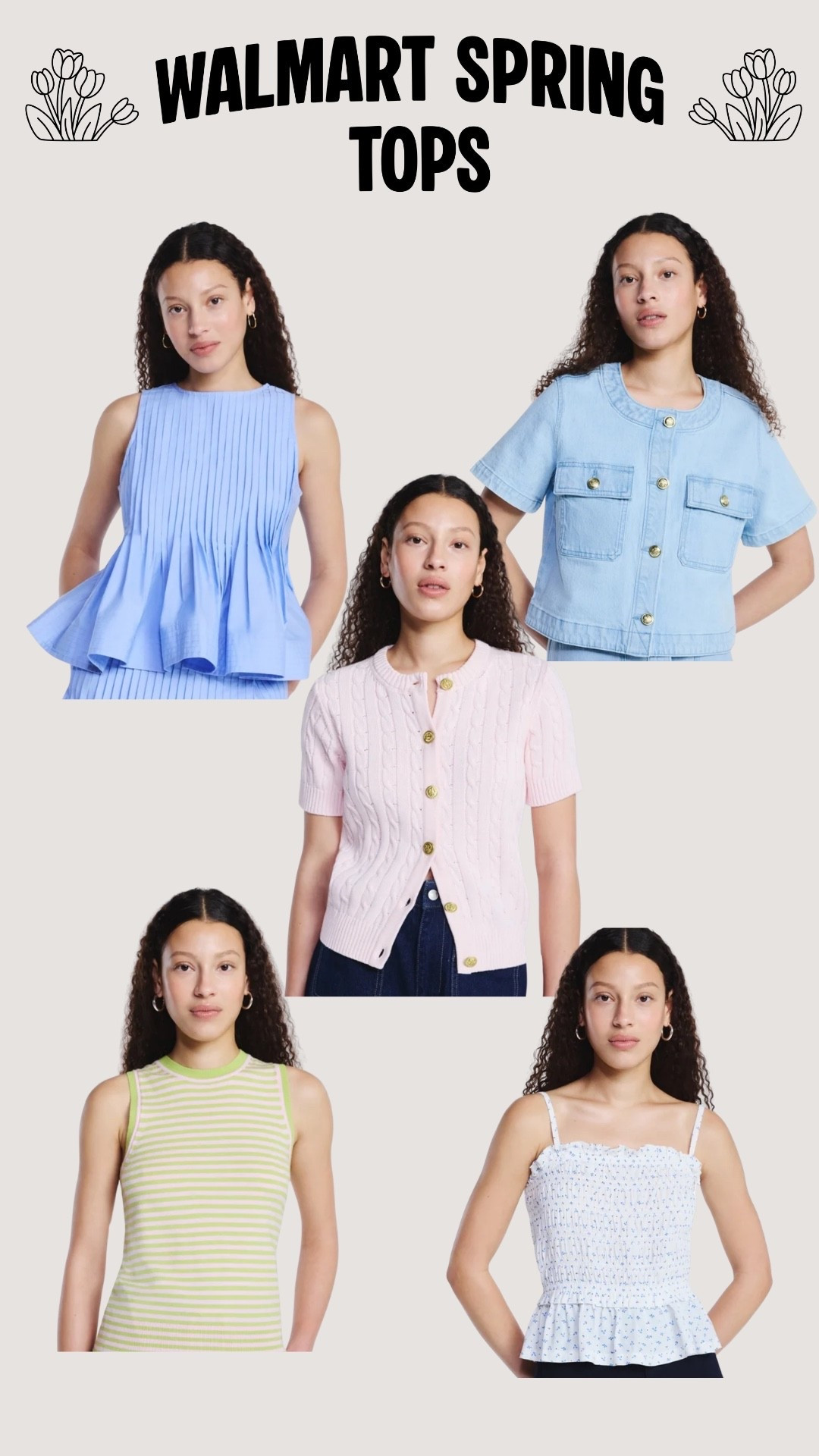 Walmart spring tops, pastels, denim, and more! Affordable tops for spring 

#LTKgrwm #LTKootd #LTKdayinmylife