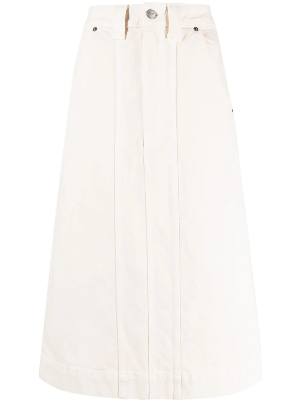 pleat-detailing midi denim skirt | Farfetch Global