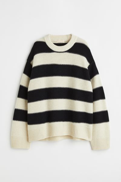 Cashmere-blend jumper - Cream/Striped - Ladies | H&M GB | H&M (UK, MY, IN, SG, PH, TW, HK)