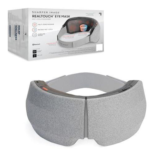 Sharper Image® RealTouch™ Eye Mask, Hot + Cold Massager, Air Compression, Puffy Under Eye Aid, Bluetooth Music, USB-C Rechargeable, Headache Stress & Anxiety Relief, Relaxation & Comfort Travel Gift | Amazon (US)