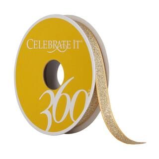 3/8"" Satin Glitter Ribbon By Celebrate It® 360°™ in Gold | 3/8 in | Michaels® | Michaels Stores