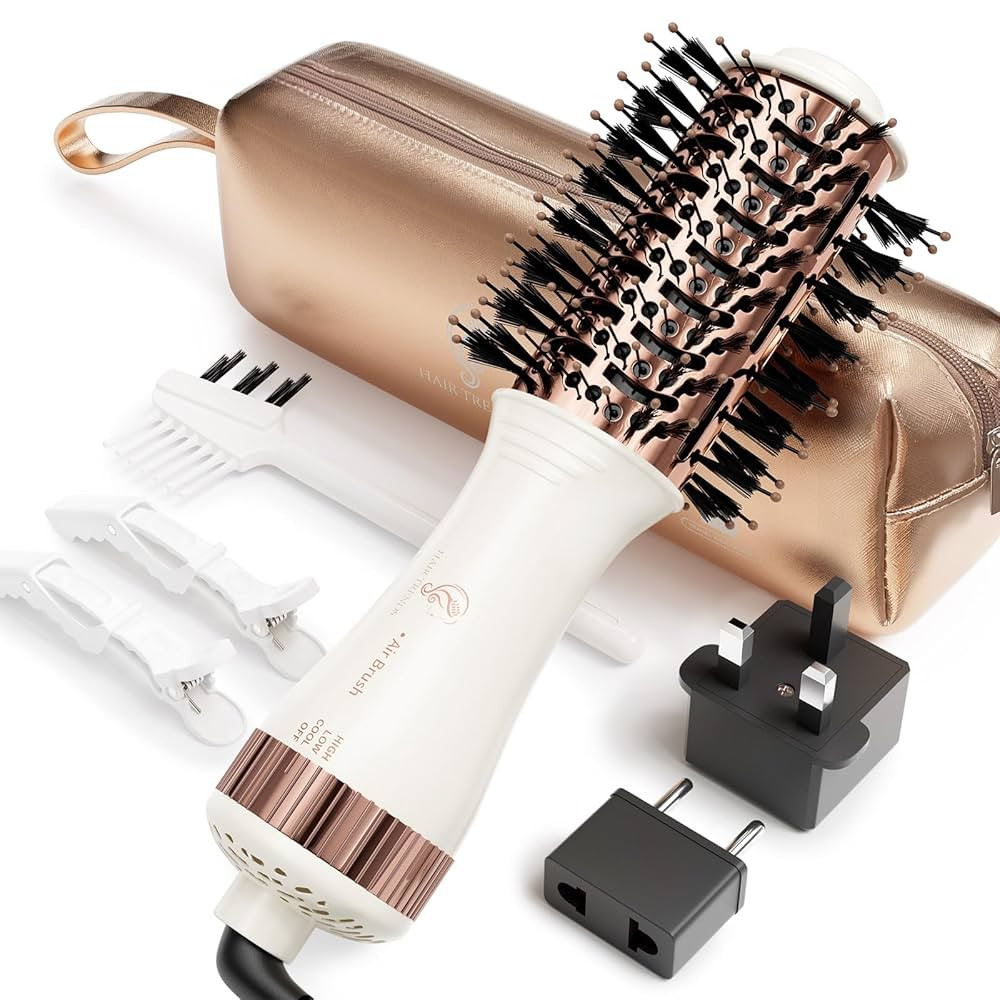 Travel Blow Dryer Brush in one, Dual Voltage Mini Hot Air Brush, Hair Trends Nano Titanium 2 Inch... | Amazon (US)