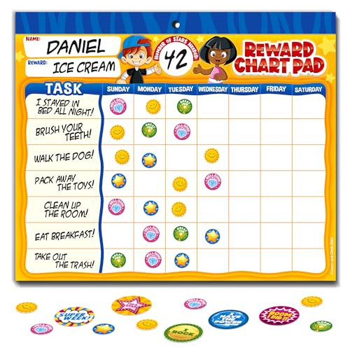 Behavior Reward Chart System - Pad with 26 Chore Charts for Kids, 2800 Stickers to Motivate Responsibility & Good Habits | Amazon (US)