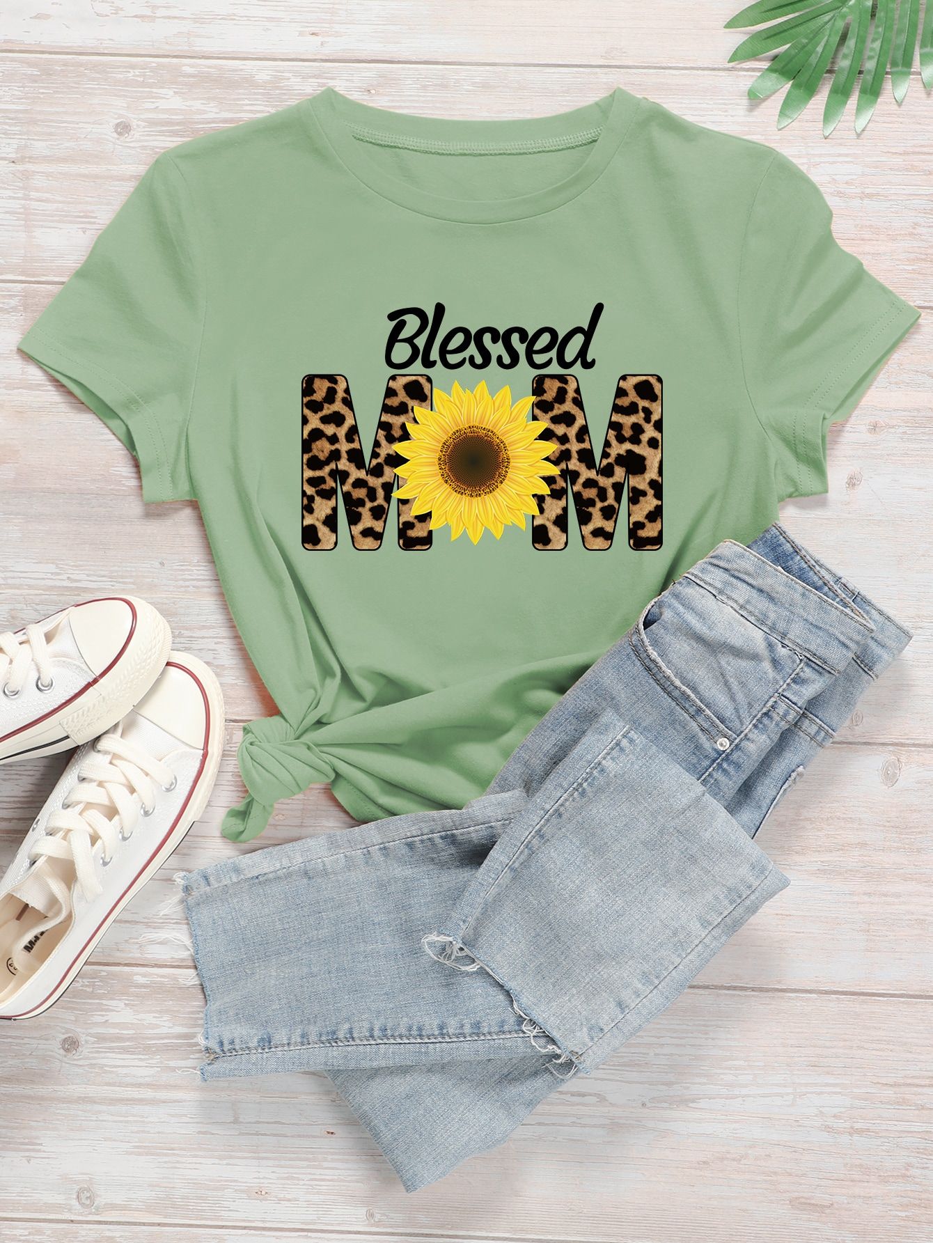 Plus Sunflower And Slogan Print Tee | SHEIN