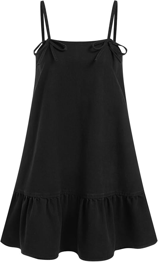 CIDER Womens Overall Dress Denim Jumper with Pockets Adjustable Strap Ruffle Hem Jean Dresses Loo... | Amazon (US)