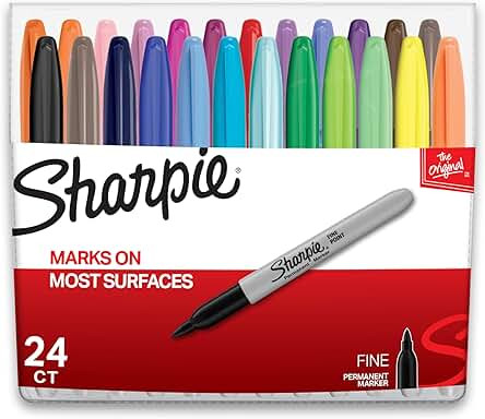 Sharpie Permanent Markers, Fine Point, Assorted Colors, 24 Count | Amazon (US)