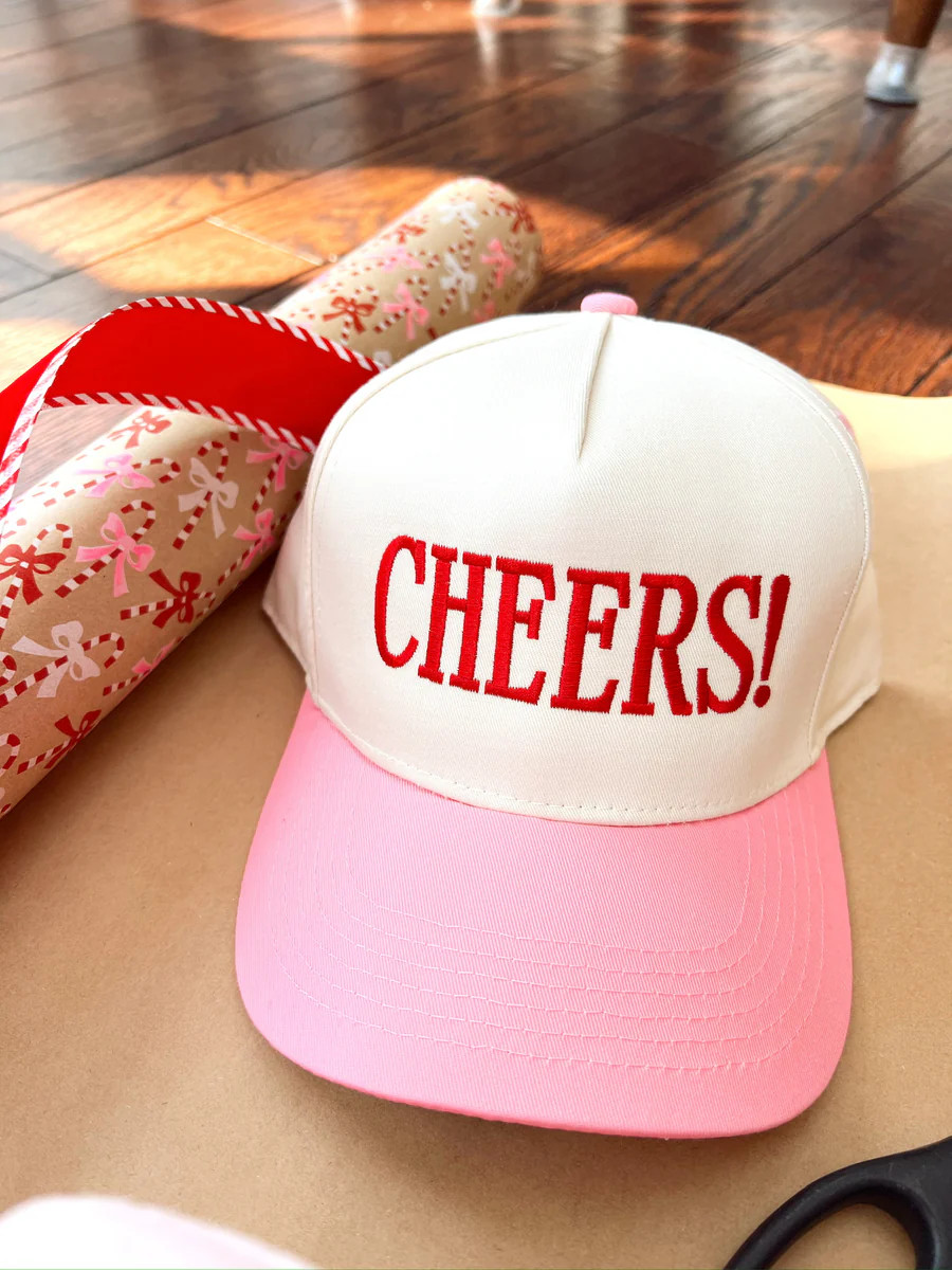 Cheers! - Pink + Red Vintage Trucker Hat | KenzKustomz