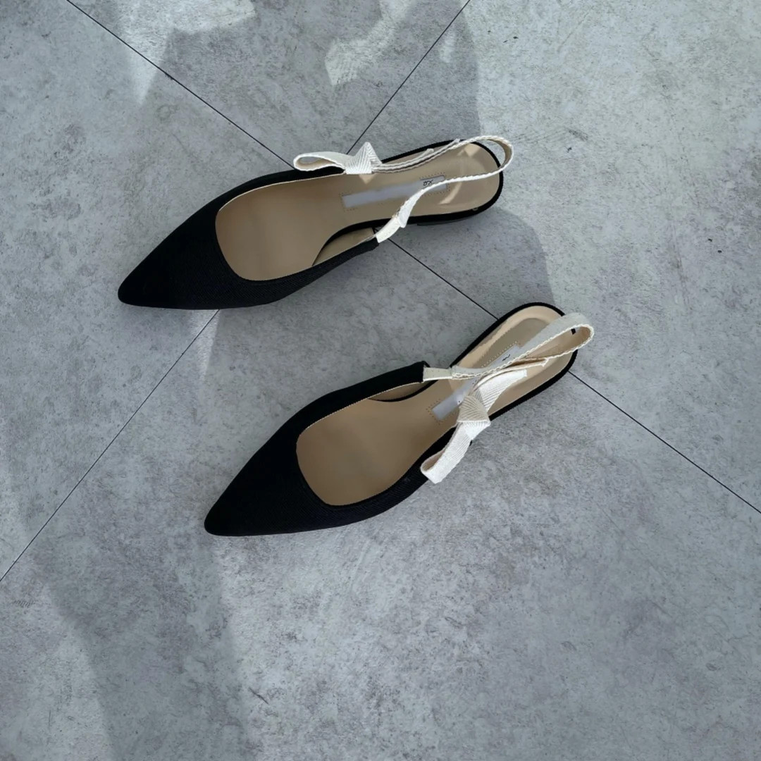 Handmade Women Pointed Toe Slingback Ballet Flat Sandals Bow - Etsy | Etsy (US)