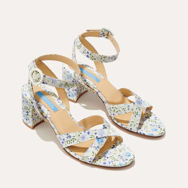 OTM Exclusive: The City Sandal in Riley Sheehey Ivory Floral Satin | Over The Moon