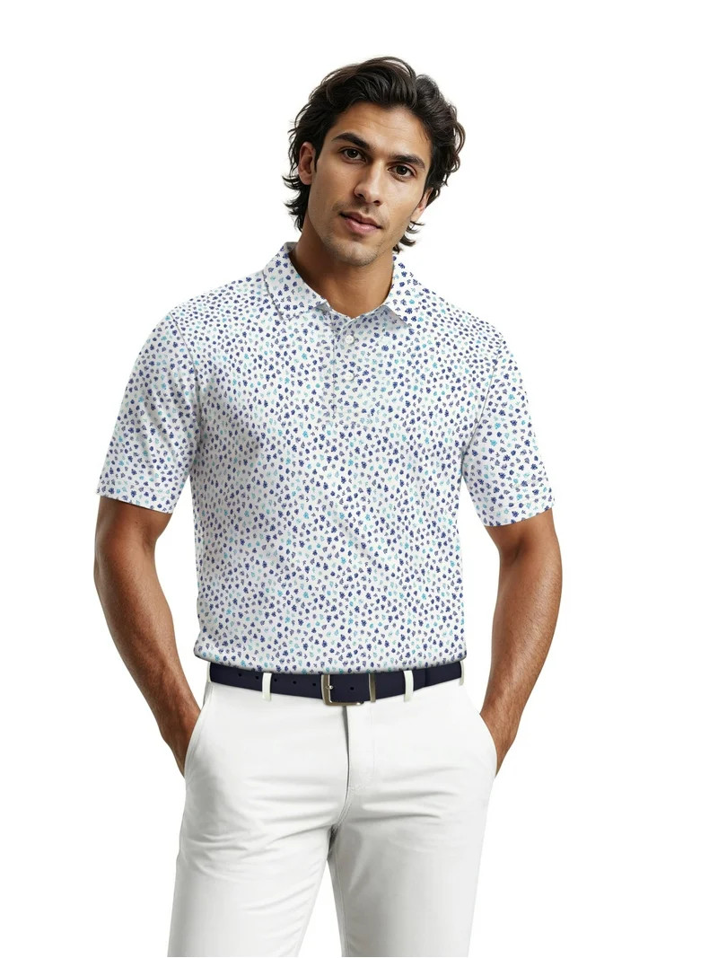 Ben Hogan Men's & Big Men's Performance Micro Fall Leaf Short Sleeve Golf Polo Shirt, Sizes S-5XL | Walmart (US)