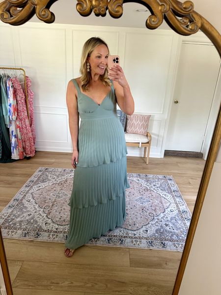 This sage green dress you could wear now for a spring wedding and then again in the fall!! I’m wearing a large! Wedding guest dress - spring formal - spring event dress 

#LTKstyletip #LTKwedding #LTKmidsize