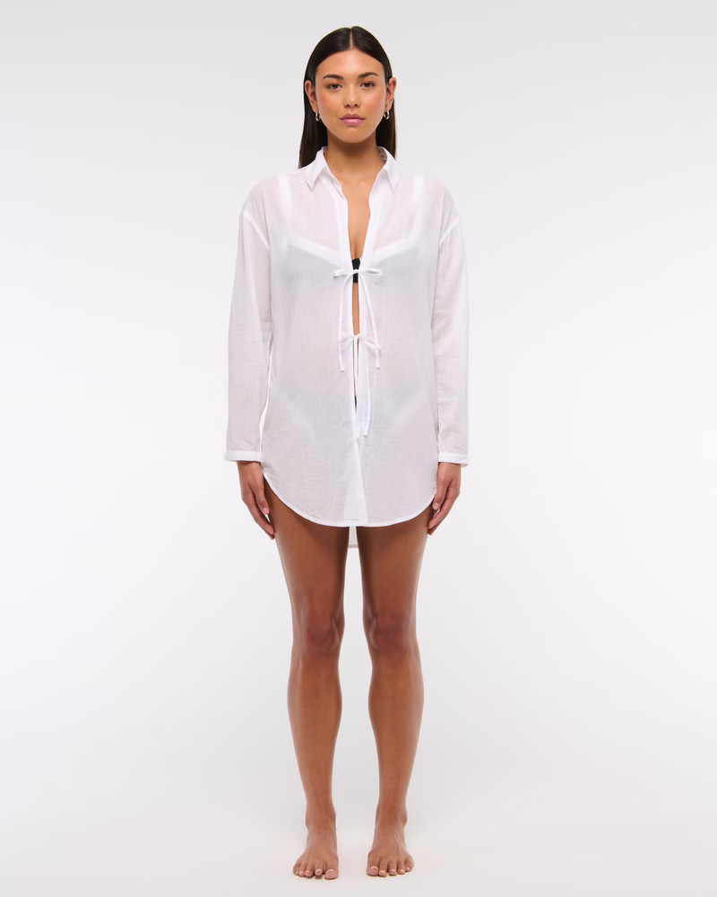 Tie-Front Shirt Dress Coverup | Abercrombie & Fitch (US)