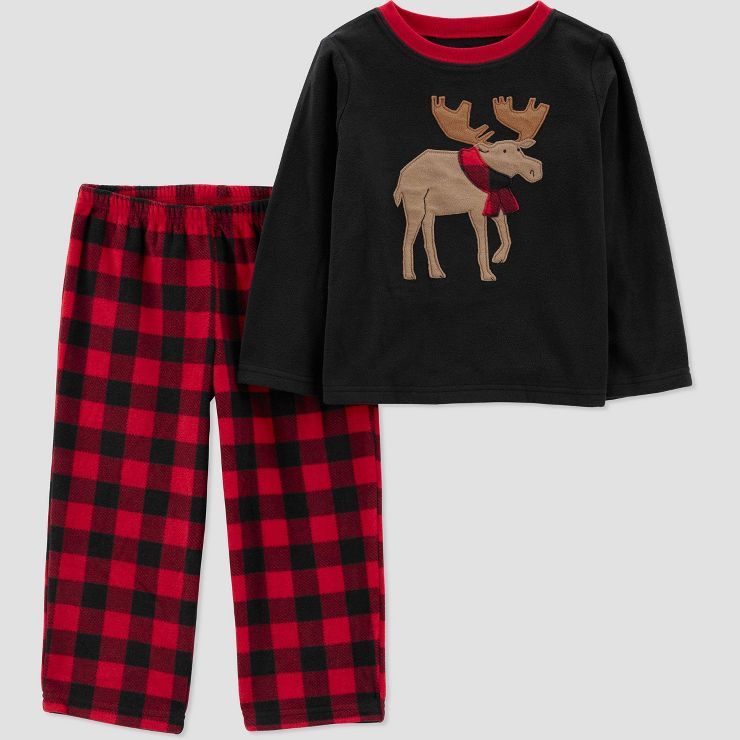 Carter&#39;s Just One You&#174; Toddler Boys&#39; 2pc Buffalo Check Moose Fleece Pajama Set - Bla... | Target