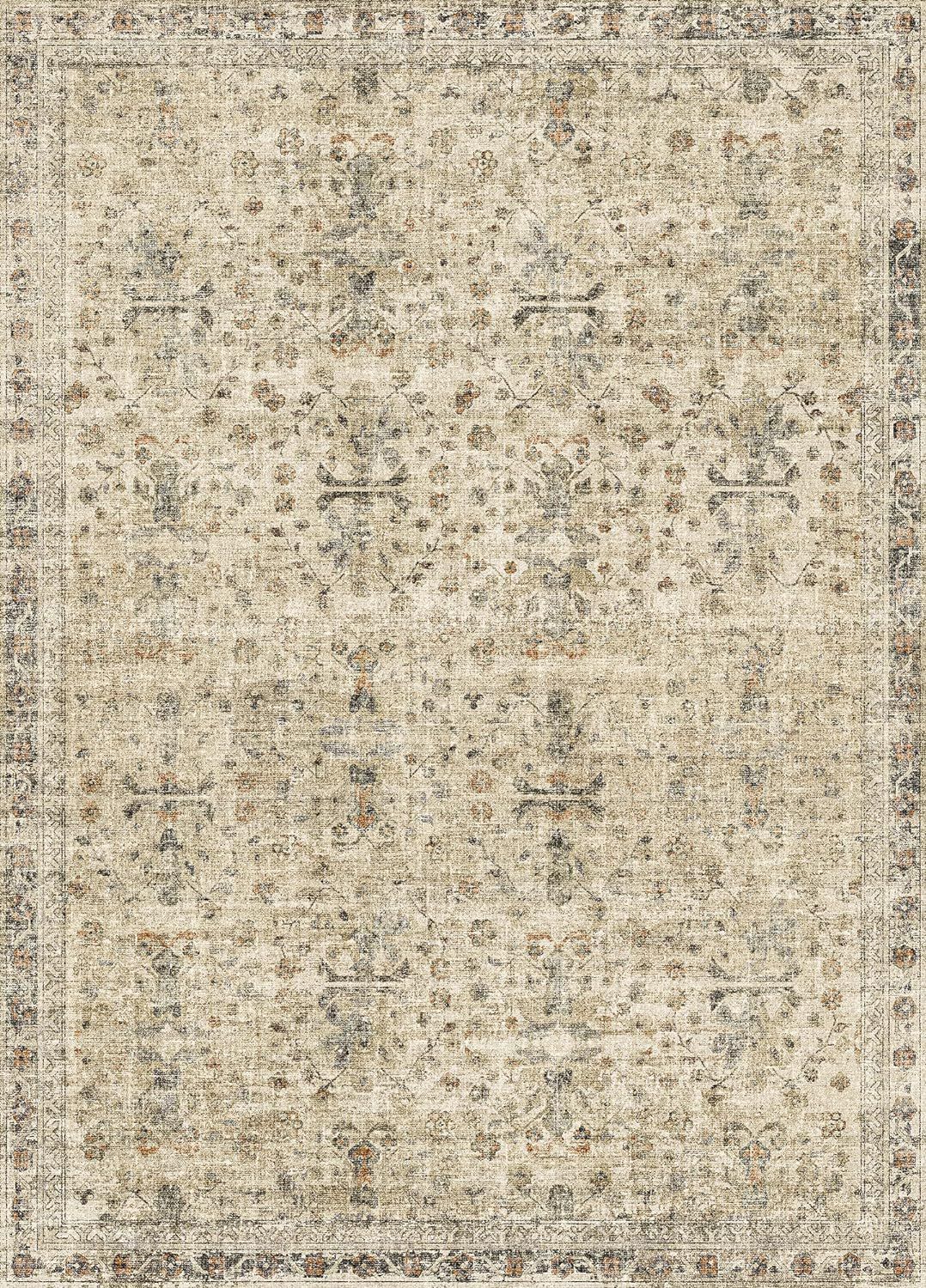 Washable Rug 5x7 - Stain Resistant Vintage 5x7 Area Rug, Super Soft Washable Rug for Living Room ... | Amazon (US)