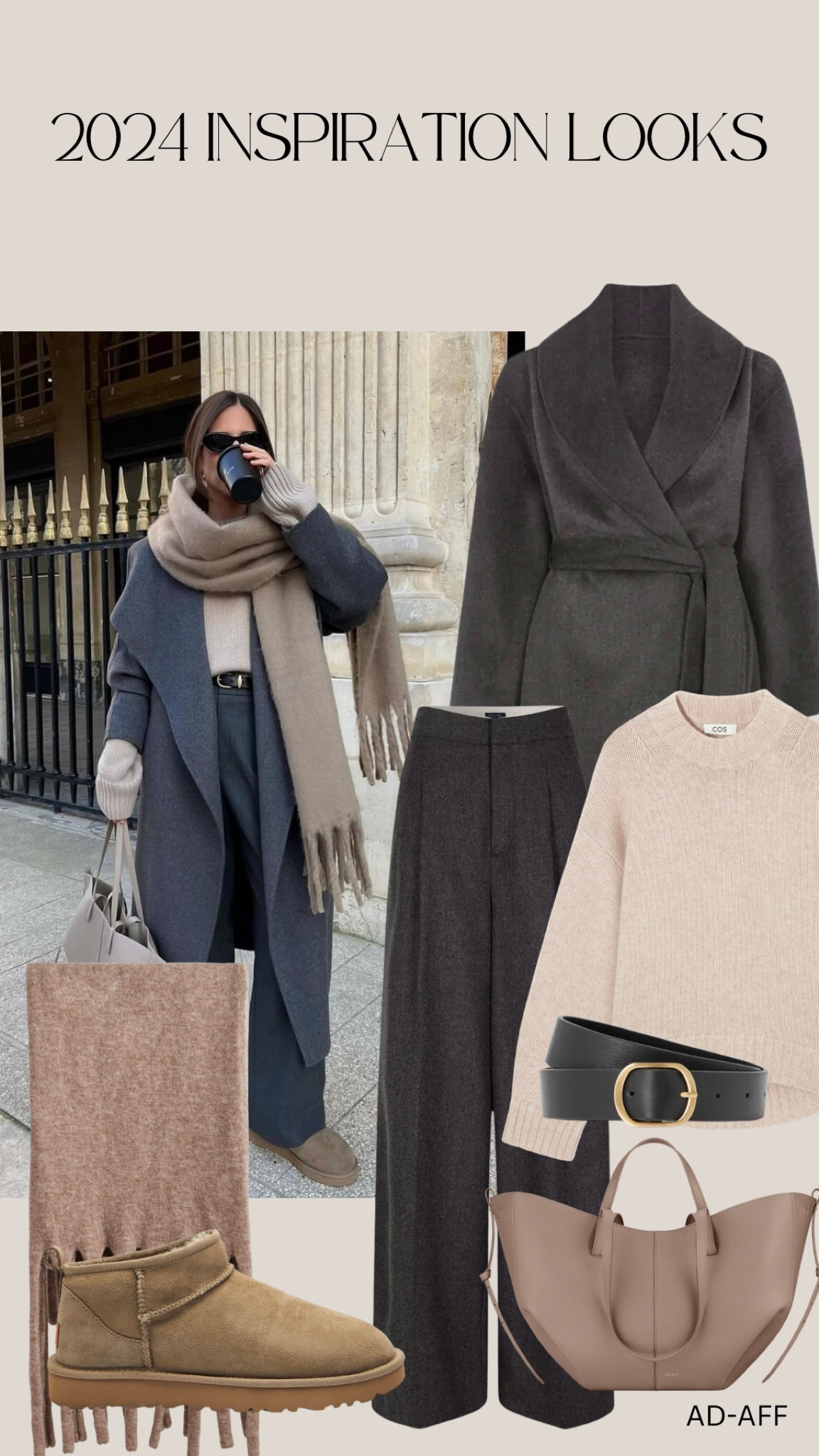 2024 inspo looks, Lglora looking amazing in this chic winter outfit 🫶🏼🩶
Grey robe coat, WAT The Brand, black belt, grey wool wide leg trousers, chic work bag, winter outfit 

#LTKsalealert #LTKSeasonal #LTKstyletip
