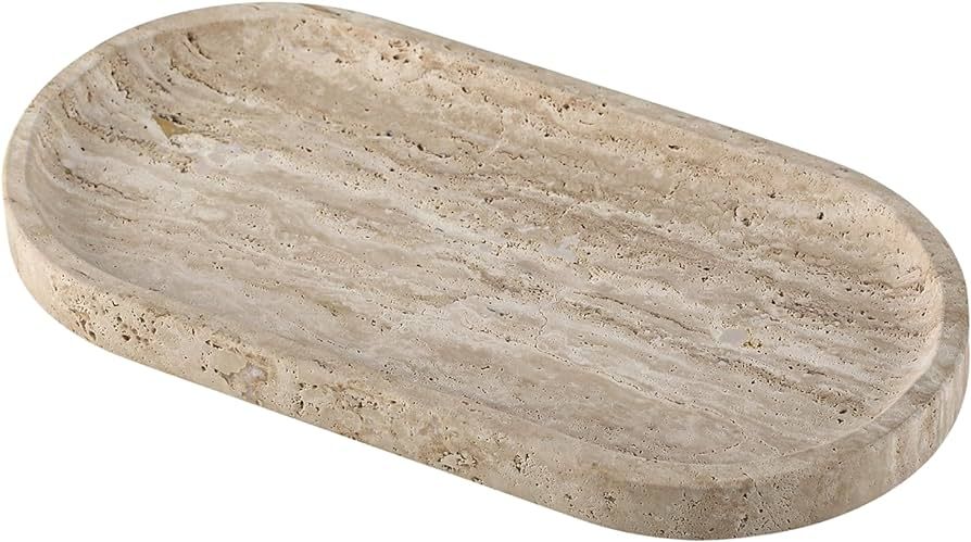 Koville Retro Mexican Travertine Tray, 9.8" Decorative Tray for Vanity, Catchall Plate for Home B... | Amazon (US)