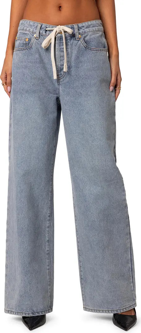 EDIKTED Wynn Low Rise Wide Leg Drawstring Jeans | Nordstrom | Nordstrom