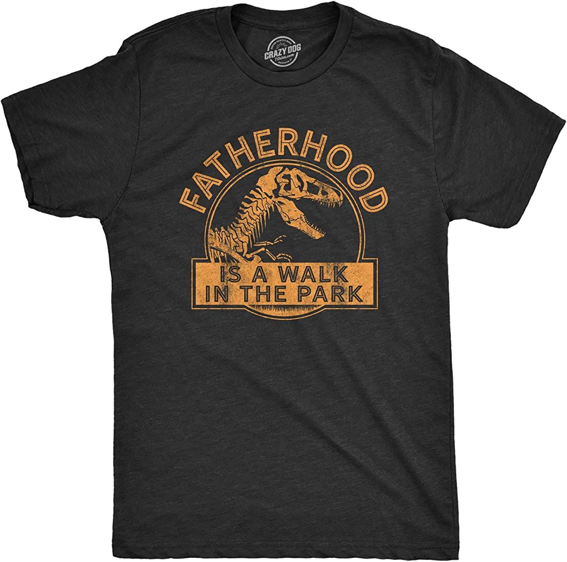 Mens Fatherhood is A Walk in The Park Tshirt Funny Fathers Day Dinosaur Movie Graphic Tee | Amazon (US)