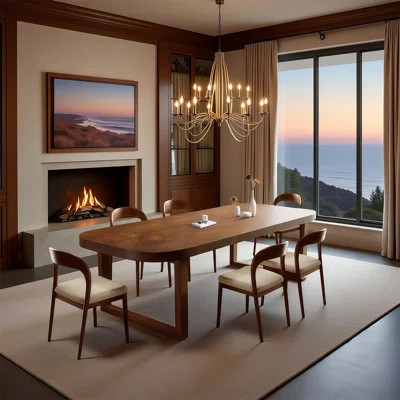 Modern French Country Style Rectangular Solid Wood Dining Table Set | Wayfair North America