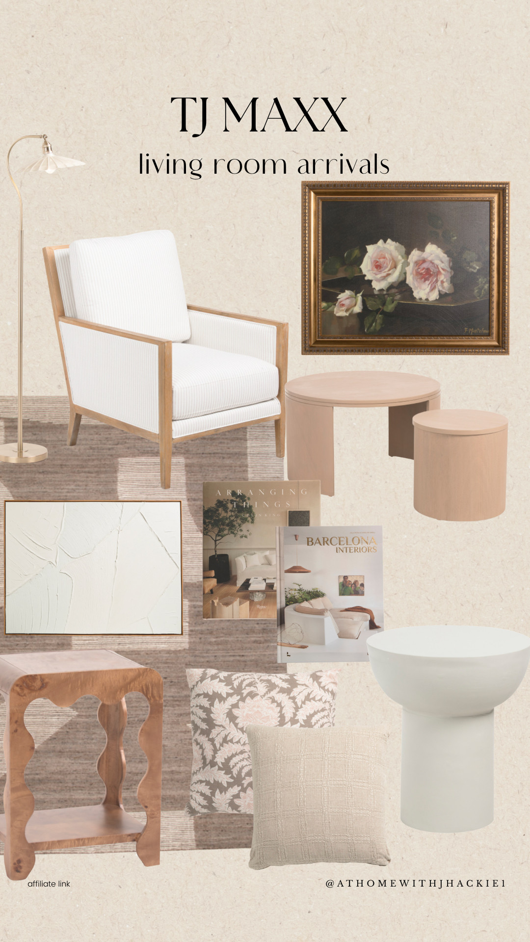 TJ maxx home decor, tj maxx living room finds, neutral living room decor, modern living room furniture, accent chairs neutral, sculptural side table, coffee table books decor, textured throw pillows, framed wall art vintage, organic modern decor, affordable living room decor 

 

#LTKHome