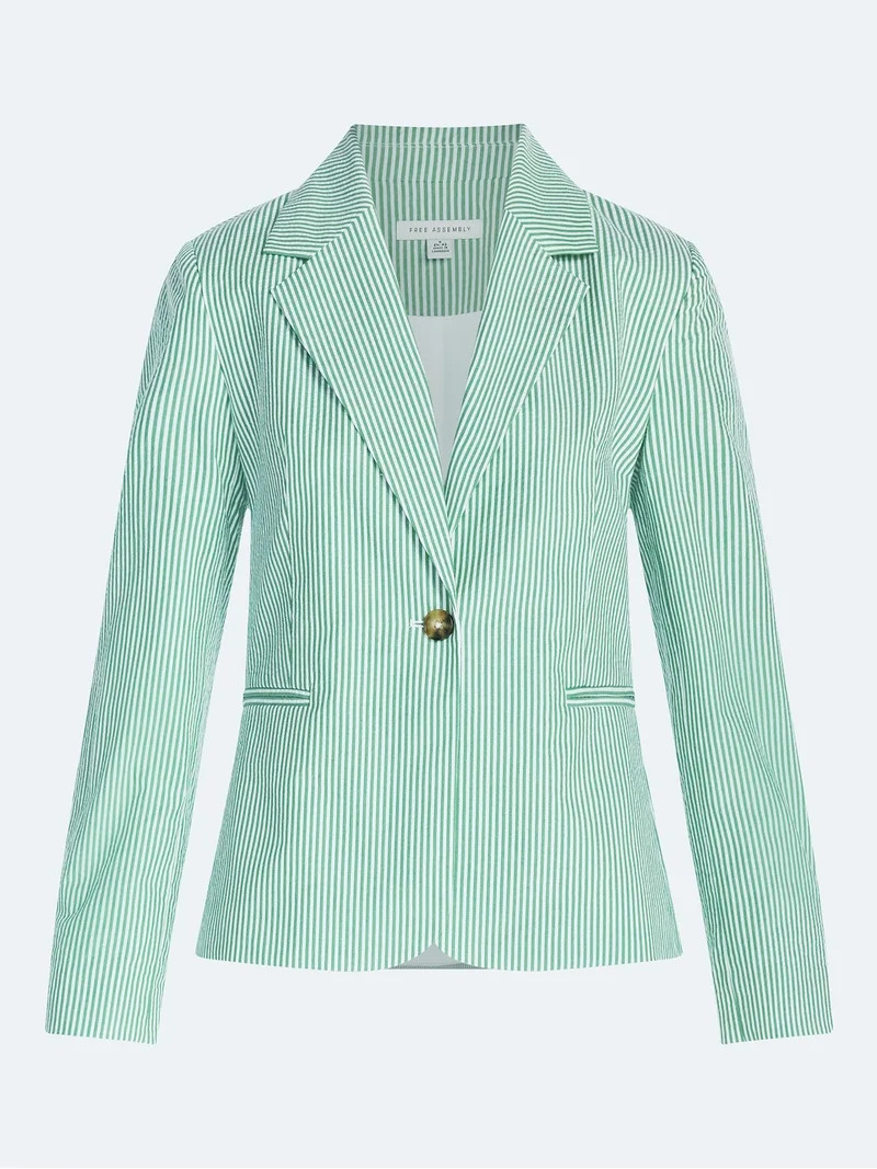 Free Assembly Women's and Women's Plus Single Breasted Cotton Blazer, Sizes XS-4X | Walmart (US)