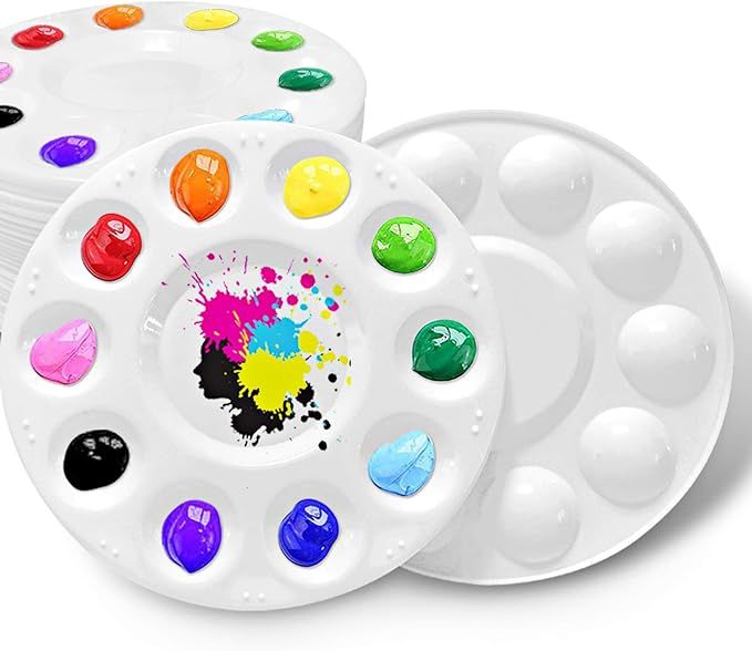 Hulameda 28 Pcs Paint Tray Palettes Plastic for Kids to Put Cupcake and Art Painting | Amazon (US)