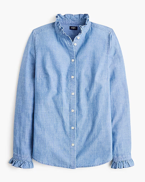 Chambray ruffle button-down top | J.Crew Factory