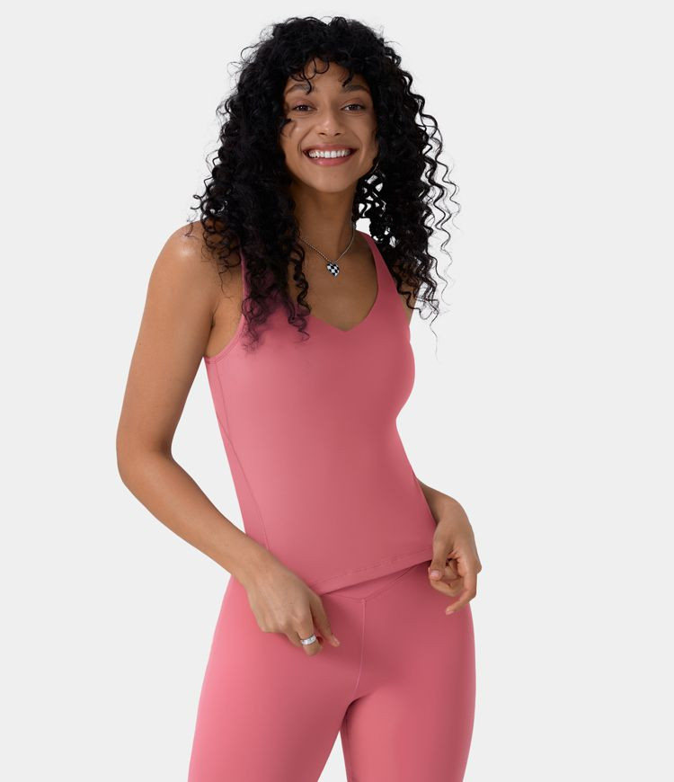 Women’s Softlyzero™ Plush Padded V Neck Plain Tank Top - Halara | HALARA