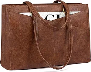 LOVEVOOK Laptop Bag for Women,15.6 Inch Laptop Tote Bag for Women,Vintage Leather Work Tote Bags ... | Amazon (US)