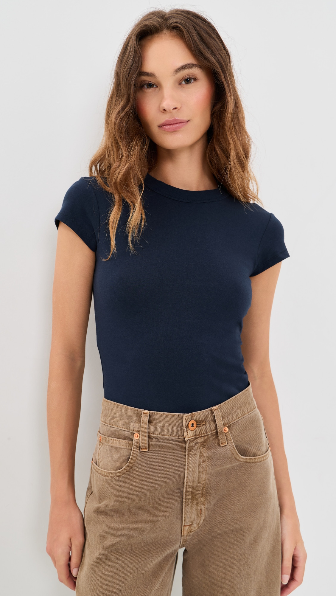 Good American The Cap Sleeve Tee New Navy002 M | Shopbop