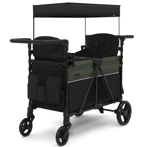 Jeep Aries Stroller Wagon by Delta Children - Premium Wagon for 2 Kids with Convertible Seats, Ad... | Amazon (US)