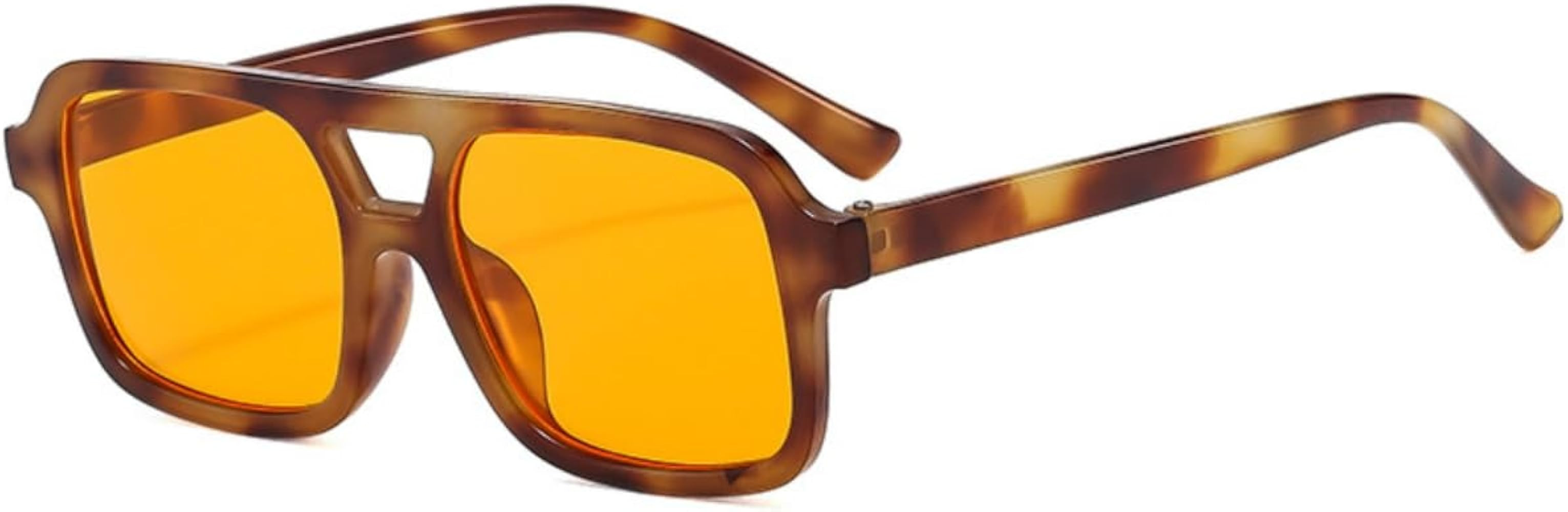 Retro 70s Square Aviator Sunglasses Women Men Vintage Rectangle Sunglasses Flat Frame Trendy Shad... | Amazon (US)