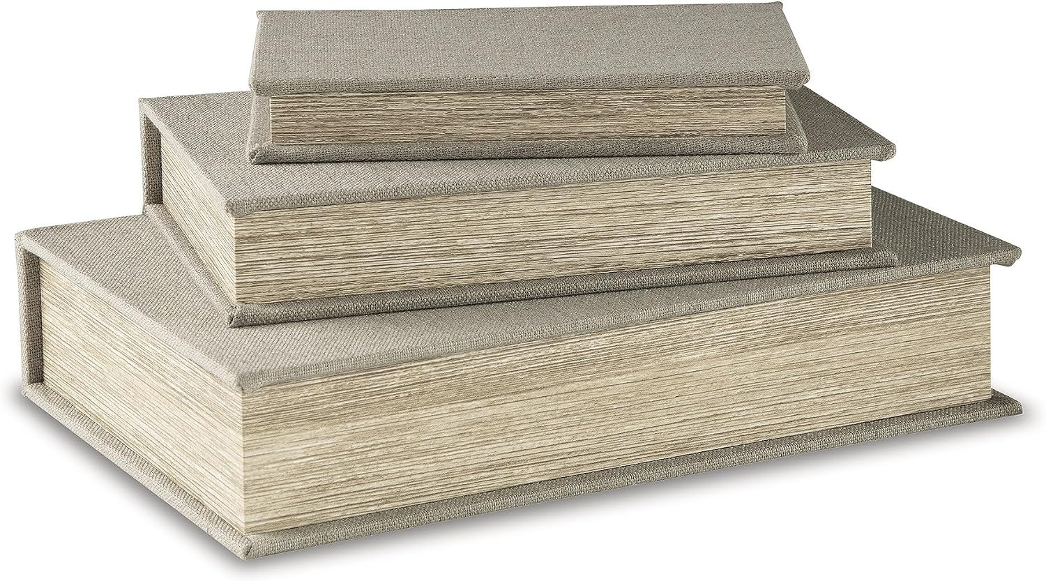 Signature Design by Ashley Jolina Vintage 3 Piece Faux Book Keepsake Storage Box Set, Gray | Amazon (US)