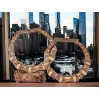 Large Wooden Bamboo Earrings Black Color | Etsy (US)