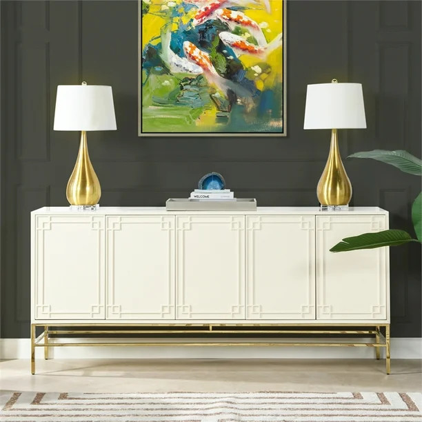 Jennifer Taylor Home Gemini 79" Sideboard Storage Buffet White Lacquer | Walmart (US)