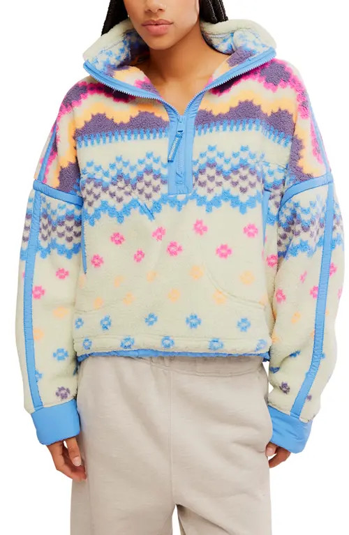 Free People Mountain High Quarter Zip in Isleknit Spring Mead at Nordstrom, Size Small | Nordstrom