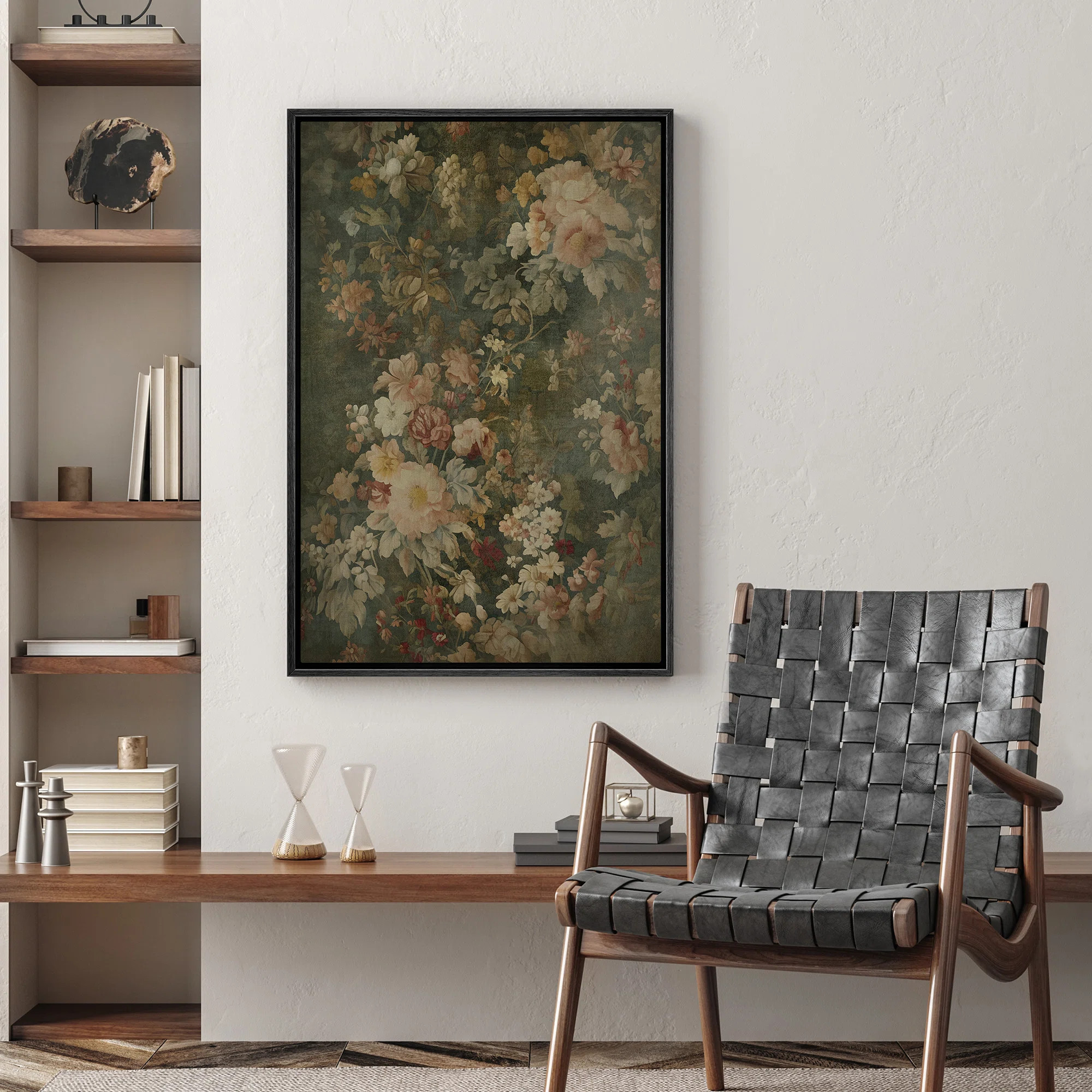 wall26 Moody Green Vintage Vaiety Flowers Rustic Framed Bedroom Wall Decorations Canvas Print & R... | Wayfair North America