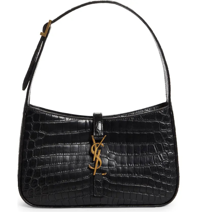 Saint Laurent YSL Croc Embossed Leather Shoulder Bag | Nordstrom | Nordstrom