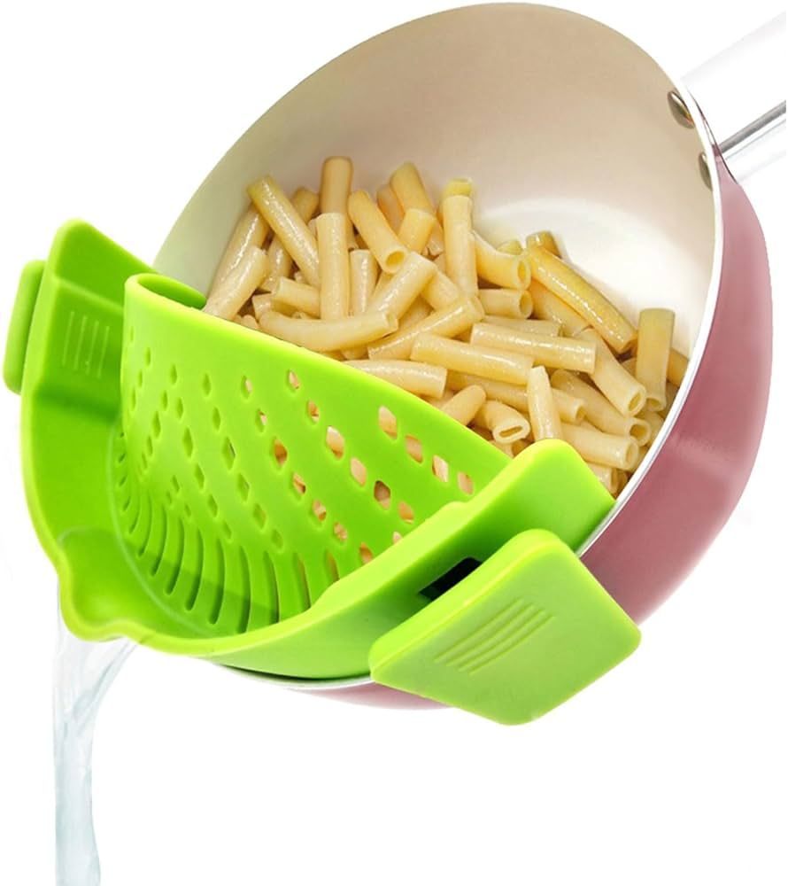 YEVIOR Clip on Strainer for Pots Pan Pasta Strainer, Silicone Food Strainer Hands-Free Pan Strain... | Amazon (US)