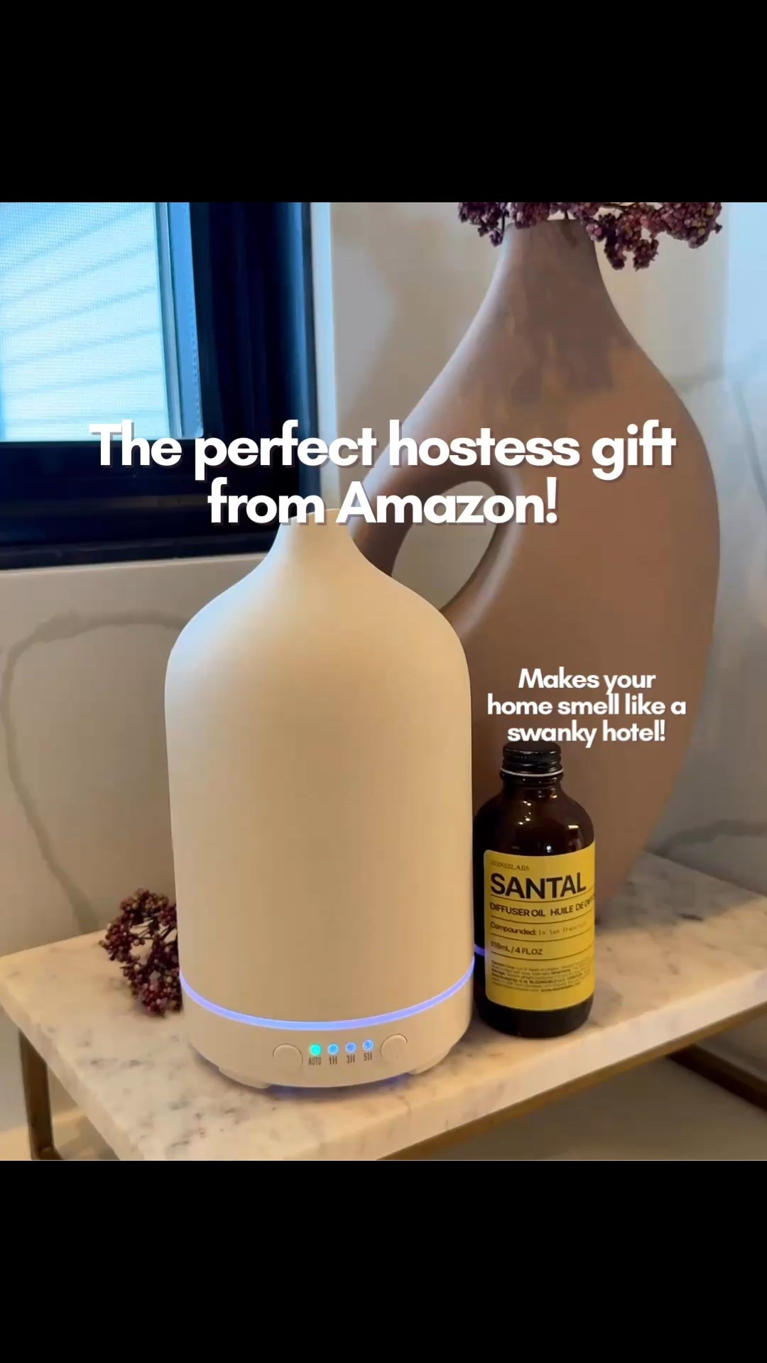 This is my favorite modern looking diffuser, and essential oil! If you love Santal and you want your house to smell like a swanky hotel, this is it! They are both sold on Amazon and make The best host or hostess gift for Christmas!