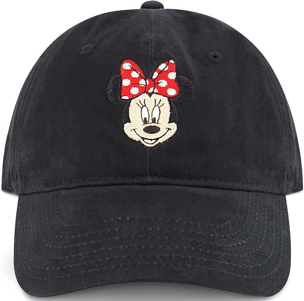 Disney Minnie Mouse Dad Hat, Cotton Adjustable Baseball Cap with Curved Brim, Black, One Size | Amazon (US)