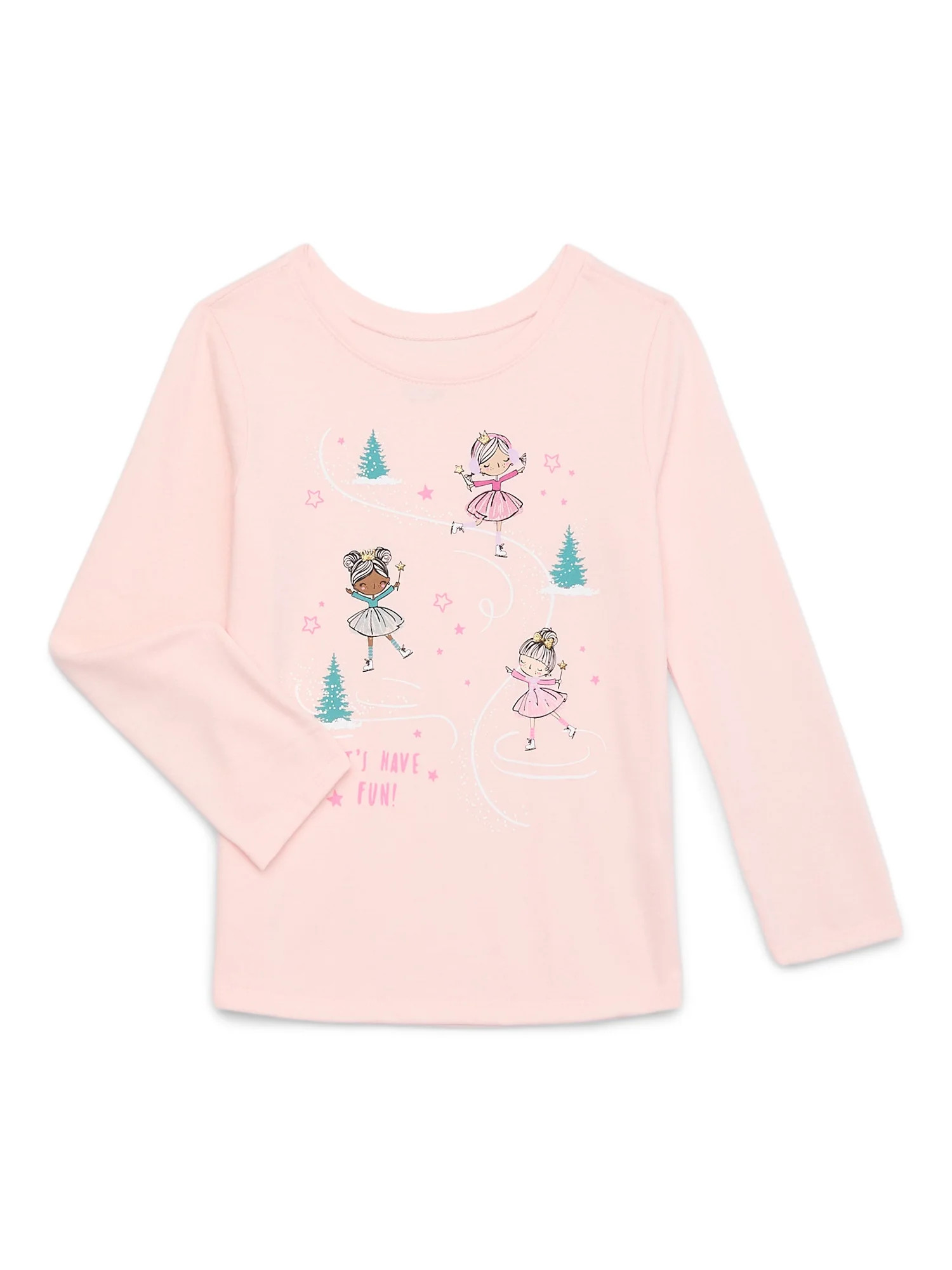 Garanimals Toddler Girl Metallic Foil Print Tee with Long Sleeves, Sizes 18M-5T - Walmart.com | Walmart (US)