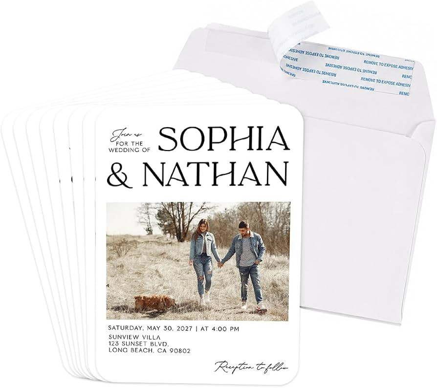 Andaz Press Personalized Wedding Invitations with Envelopes, 24 Custom Invitation 5x7 Cards on 35... | Amazon (US)