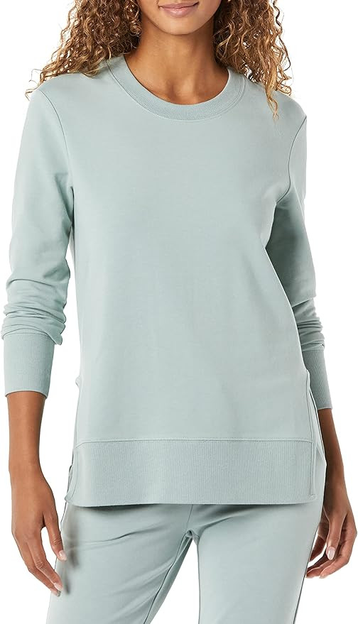 Daily Ritual Women's Long-Sleeve Crewneck Sweatshirt with Side Cutouts | Amazon (US)
