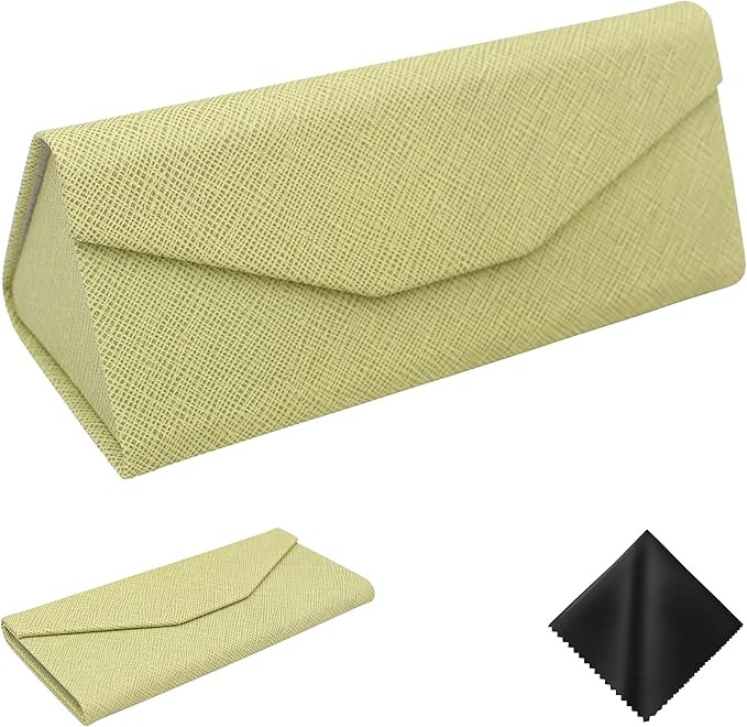 Foldable Glasses Case With Clean Cloth, PU Portable Sunglasses Case, Magnetic Folding Hard Case E... | Amazon (US)