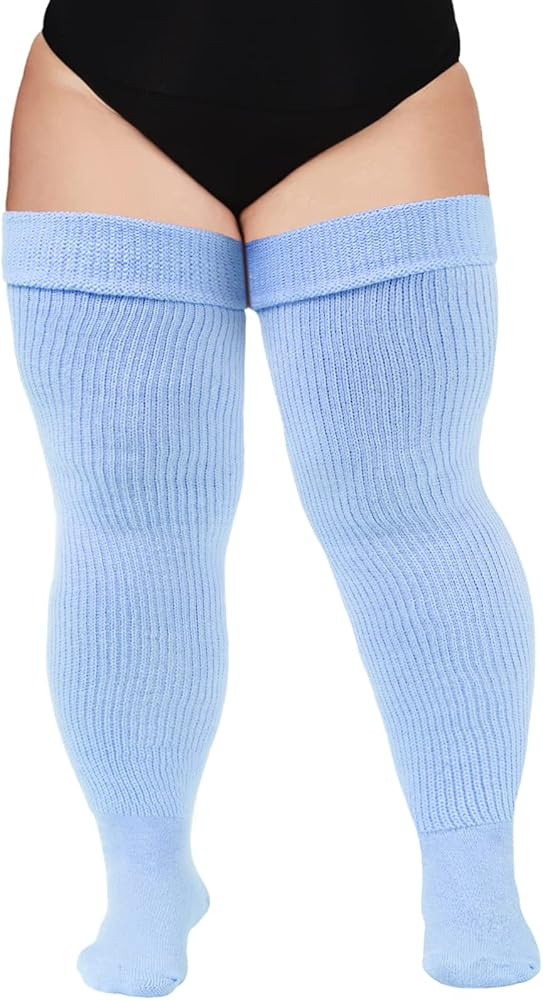 Plus Size Womens Thigh High Socks for Thick Thighs- Extra Long & Thick Over the Knee Stockings- L... | Amazon (US)