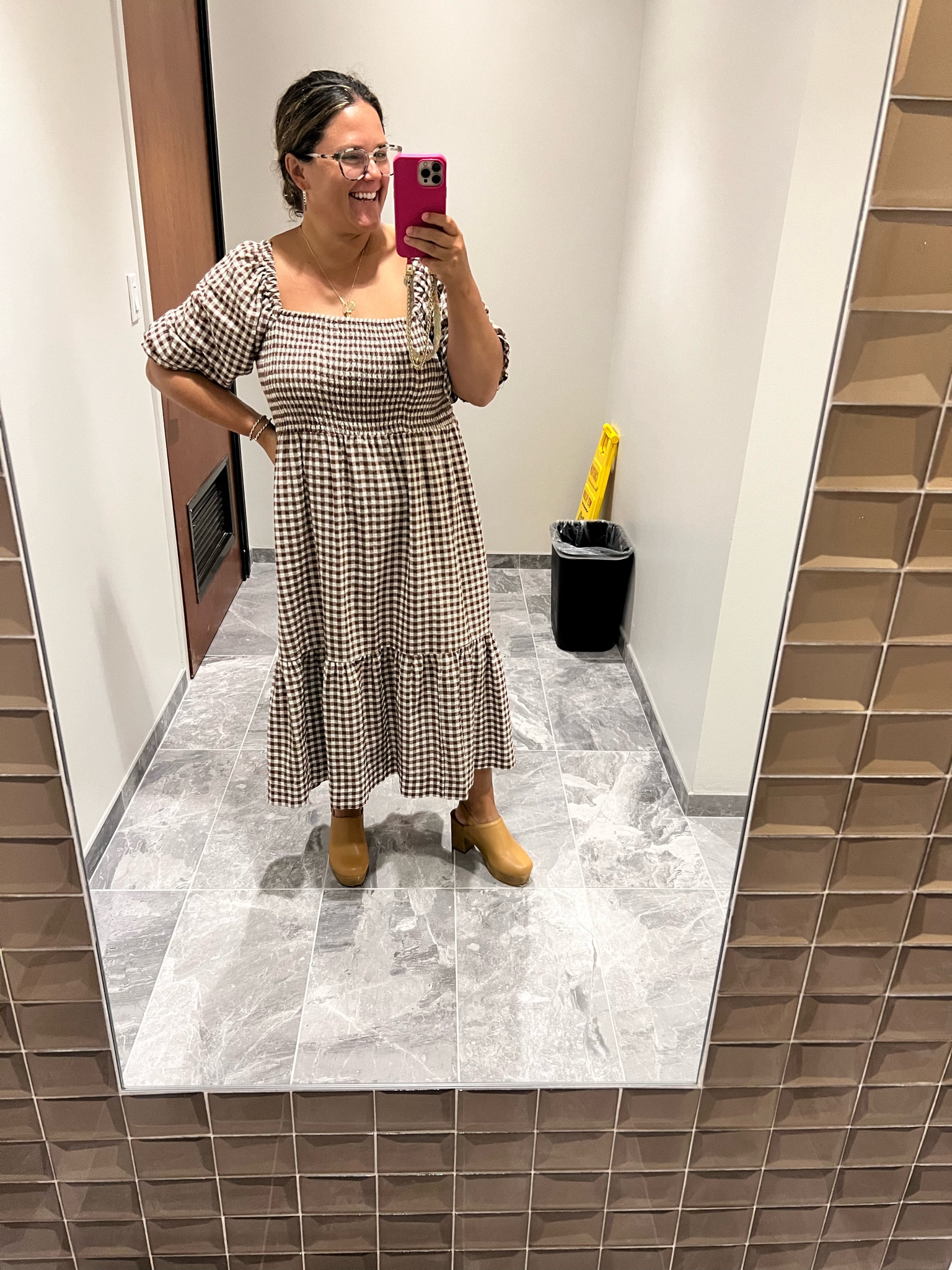 Brown and white dress 