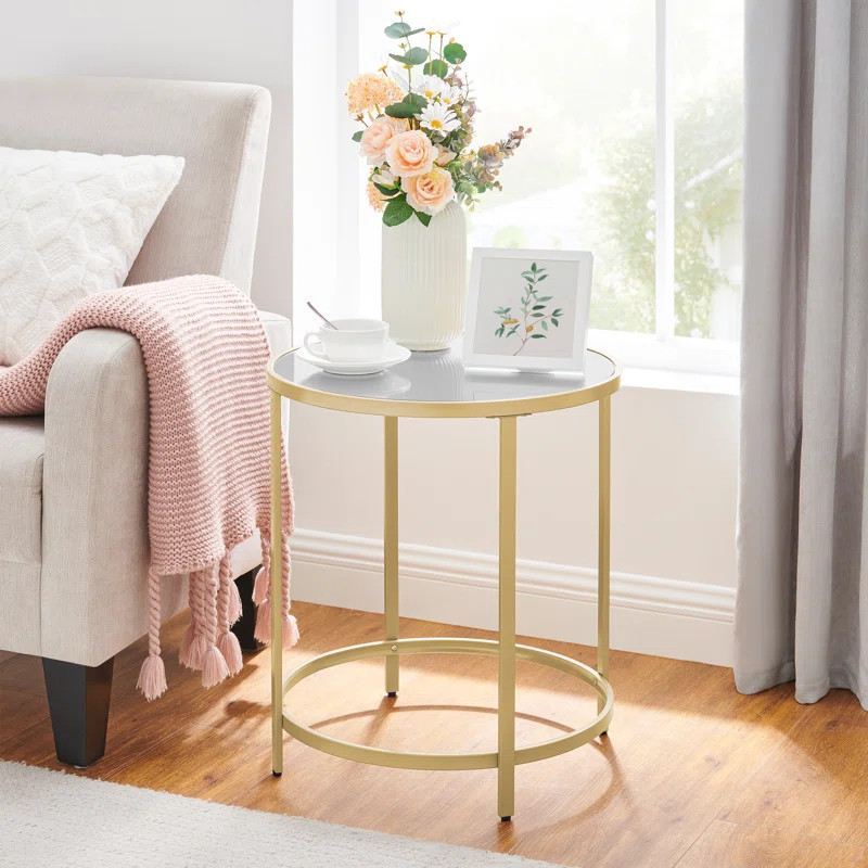 Illait Round End Table with Mirror | Wayfair North America