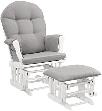 Windsor Glider and Ottoman, White with Gray Cushion | Amazon (US)